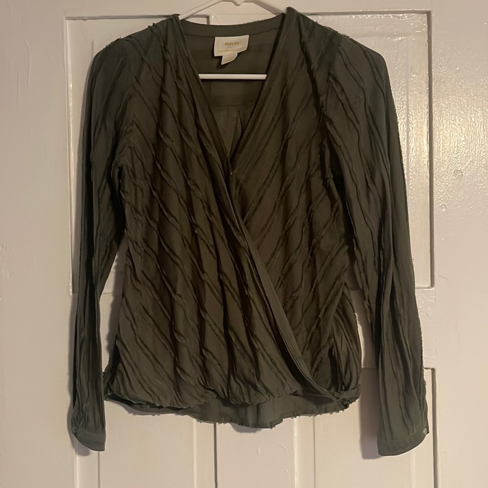 Anthro hunter green wrap top